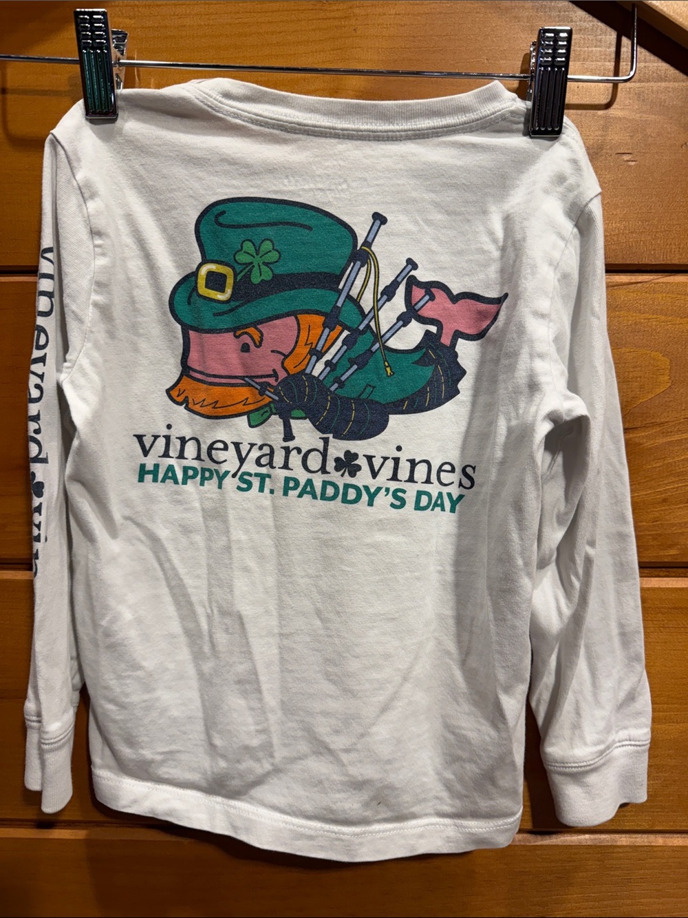 Vineyard Vines White Long-Sleeve St. Paddy's Day Tee-size 4T